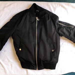 TOPSHOP Women’s Petite Black Satin Bomber Jacket